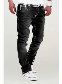 Schlussverkauf 🎁 Behype 👖 Jeanshose Stitch In Schwarz Günstig Kaufen 🧨