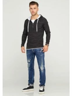 Billig ❤️ Sweat & Fleece Behype Kapuzensweatshirt JOSHA In Schwarz Günstig Kaufen 😍 -Behype Verkäufe behype kapuzensweatshirt josha in schwarz 3