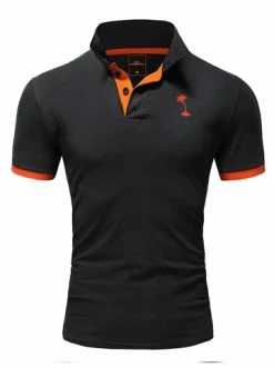 Coupon 🛒 Shirts & Longsleeves Behype Poloshirt EDIN In Schwarz-Orange Günstig Kaufen 🧨