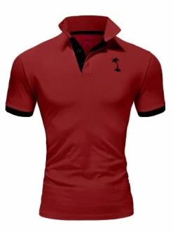 Aktion 🎁 Shirts & Longsleeves Behype Poloshirt PALM In Weinrot Günstig Kaufen 😀