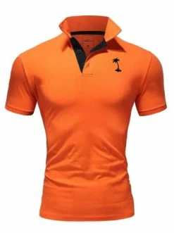 Auslauf ⭐ Shirts & Longsleeves Behype Poloshirt PALMSON In Orange Günstig Kaufen 🌟