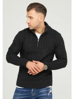 Brandneu ✨ Pullover & Cardigans Behype Pullover CILIAN HENLEY In Anthrazit Günstig Kaufen 🛒