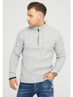 Bestpreis 👏 Pullover & Cardigans Behype Pullover CILIAN HENLEY In Grau Günstig Kaufen 🎁