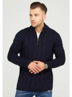 Bestpreis 🧨 Pullover & Cardigans Behype Pullover CILIAN HENLEY In Navy Günstig Kaufen 🛒