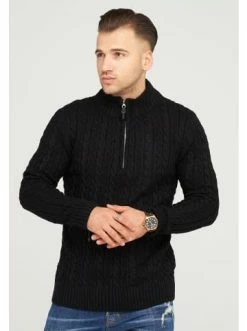 Aktion 🔥 Pullover & Cardigans Behype Pullover CILIAN HENLEY In Schwarz Günstig Kaufen 🎉