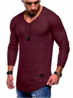 Auslauf ✔️ Pullover & Cardigans Behype Pullover V-NECK In Weinrot Günstig Kaufen ⭐