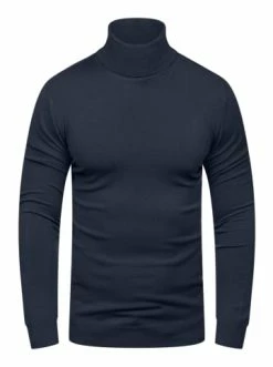 Blitzangebot ❤️ Pullover & Cardigans Behype Rollkragenpullover TIBERIUS In Navy Günstig Kaufen 😀